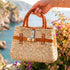 Small luxury Hermès-inspired straw handbag with braided leather handles and secure closure 6