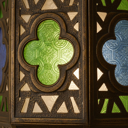 Handmade Brass Lantern - Vintage Mosaic Ceiling Light