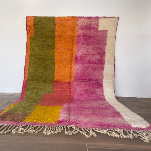 Multicolored Boujaad Hand Knotted Wool Rug - Unique Moroccan