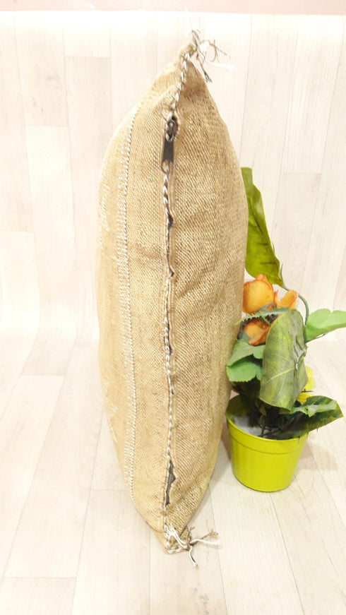 Mustard Cactus Silk Pillow Cover – Handmade Moroccan Decor (SP 1002)