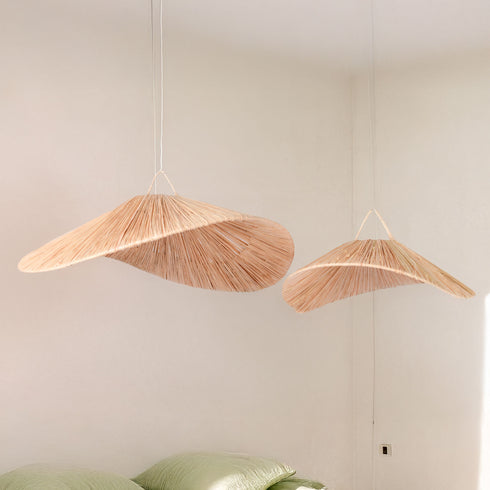 Natural Raffia Ceiling Light, Handmade Moroccan Pendant Lampshade!