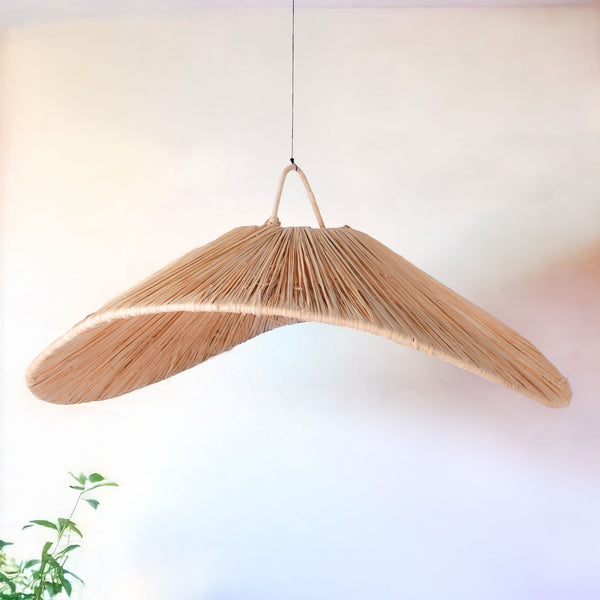 Natural Raffia Pendant Light – Handmade Woven Lampshade