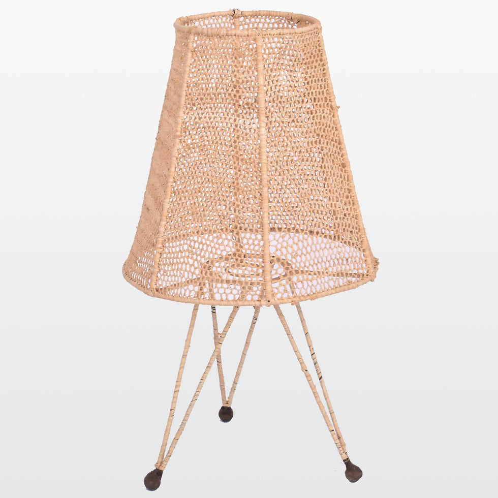 Moroccan Raffia Table Lamp – Handwoven Natural Lamp Statement Light