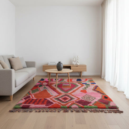 Moroccan Red Wool Rug – Handmade Custom Rug