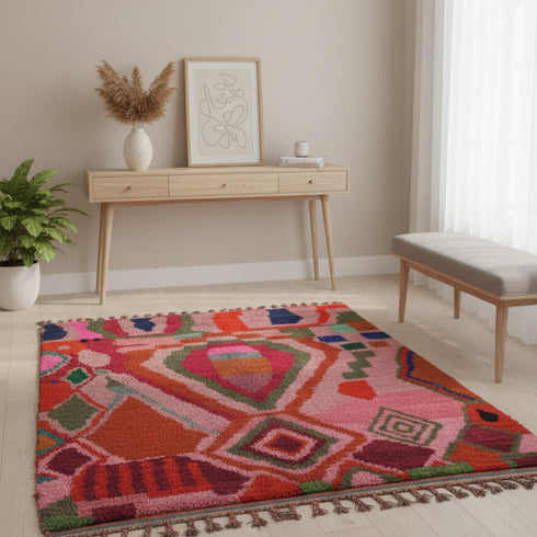 Moroccan Red Wool Rug – Handmade Custom Rug
