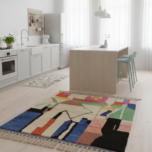 Colorful Moroccan Beni Ourain Rug – Handmade Wool Berber Carpet