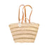 Openwork Palm Straw Basket - Leather Handles, Two Handles