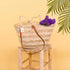 Openwork Palm Straw Basket - Leather Handles, Two Handles