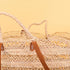 Openwork Palm Straw Basket - Leather Handles, Two Handles