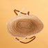 Openwork Palm Straw Basket - Leather Handles, Two Handles