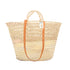 Openwork Palm Straw Basket with Leather Handles