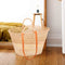 Openwork Palm Straw Basket with Leather Handles