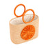 Raffia Tote Bag with Orange Handles | Fall Halloween Handbag