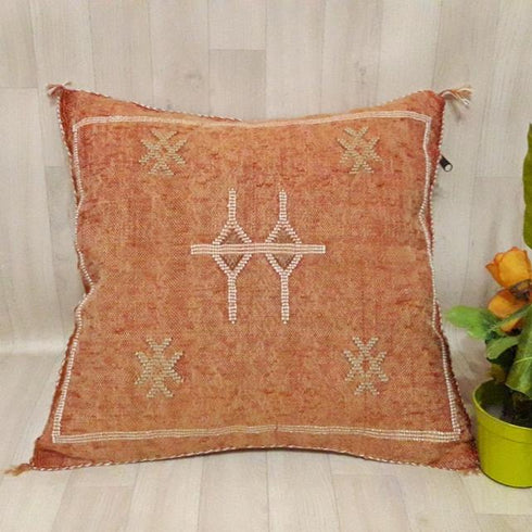 Orange Cactus Silk Pillow Cover - Moroccan Cushion (SP 1010)