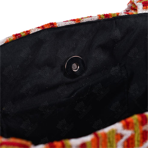 Orange Moroccan Brocade Shoulder Bag - Authentic Linen Tote 🍁