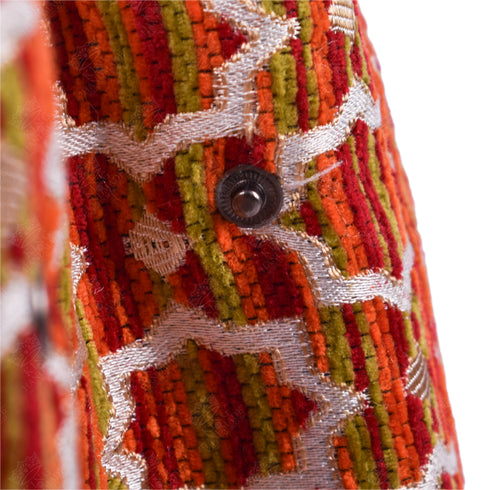 Orange Moroccan Brocade Shoulder Bag - Authentic Linen Tote 🍁