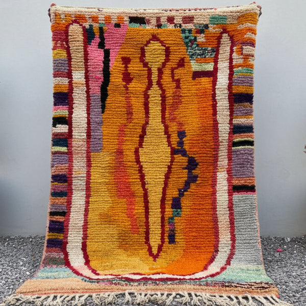 Moroccan Berber Rug – Orange Abstract Wool Area Rug