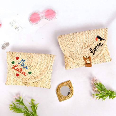 Personalised Straw Clutch Bag – Perfect Summer Accessory