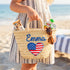 Personalized USA Heart Kids Straw Bag 🇺🇸 – Embroidered Tote for 4th of July & Summer Party Gifts