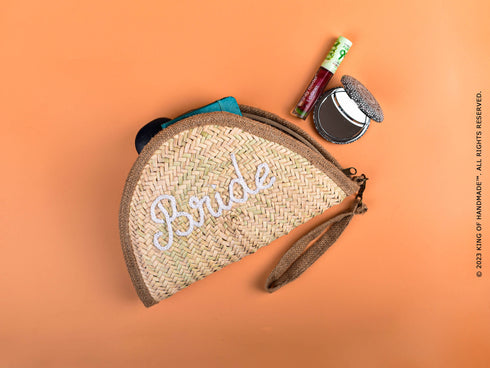 Personalized Bride Bag - Beach Bag - Straw Clutch - Custom Gift