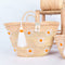 Personalized Daisy Straw Basket - Orange Summer Tote