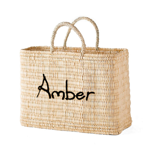 Personalized Embroidered Rattan Bag | Custom Weave Handbag