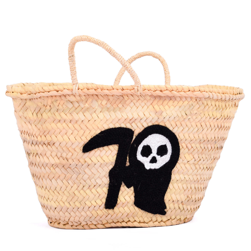 Personalized Grim Reaper Halloween Straw Basket