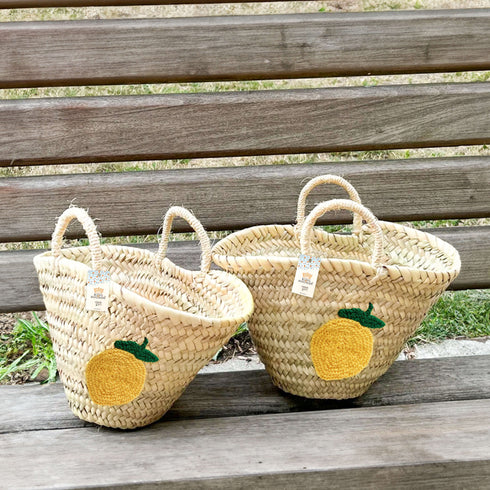 Personalized Lemon Straw Basket - Handwoven Summer Tote