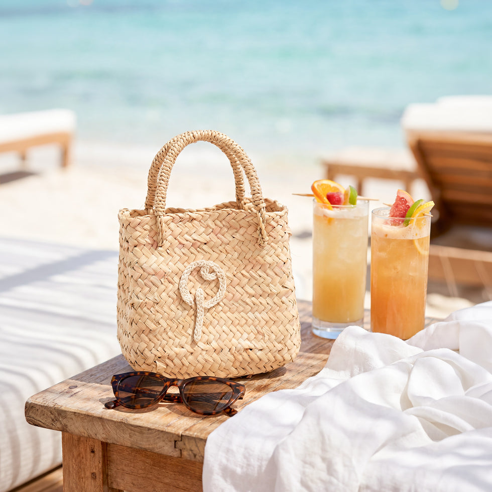 Personalized Mini Straw Bag – Monogram Moroccan Bucket