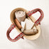 Personalized Moroccan woven straw beach tote with red Amazigh patterned handles and custom initials 4