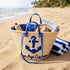 Personalized Nautical Anchor Beach Bag Handmade Moroccan Straw Tote with Blue Anchor and Aye Aye Captain Embroidery 2