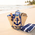 Personalized Nautical Anchor Beach Bag Handmade Moroccan Straw Tote with Blue Anchor and Aye Aye Captain Embroidery 5