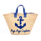 Personalized Nautical Anchor Beach Bag Handmade Moroccan Straw Tote with Blue Anchor and Aye Aye Captain Embroidery 1