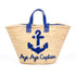 Personalized Nautical Anchor Beach Bag Handmade Moroccan Straw Tote with Blue Anchor and Aye Aye Captain Embroidery 1
