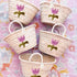 Personalized Purple Flower Straw Basket Bag
