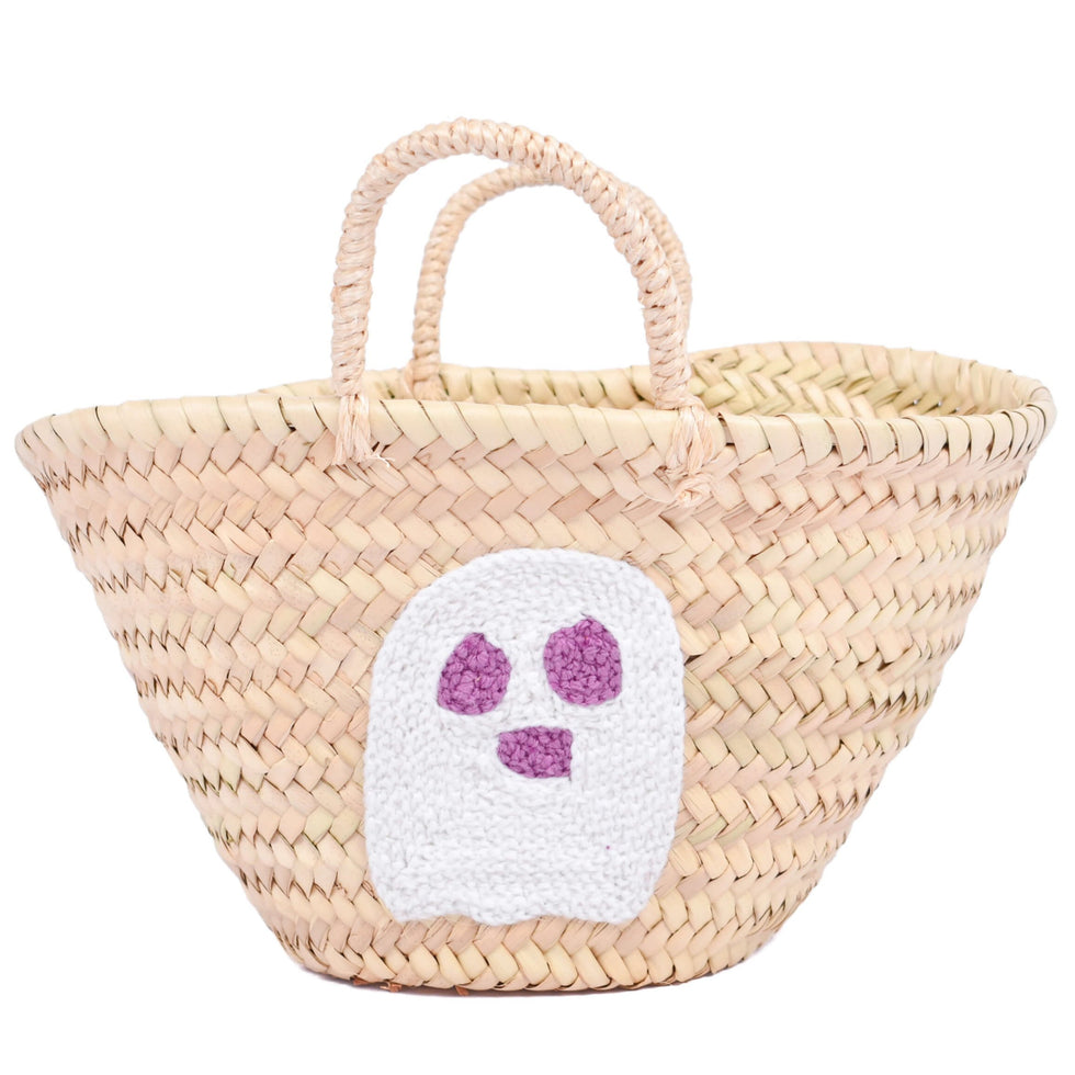 Personalized Purple-Eyed Ghost Straw Basket