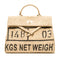 Large Jute Kelly-Style Handbag | Printed Typography Tote | Natural Handmade Jute Purse