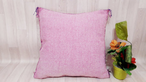Pink Cactus Silk Pillow Cover - Handmade Moroccan Cushion (SP 1006)