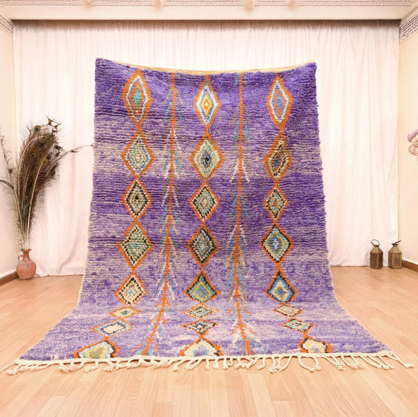 Moroccan Berber Rug – Purple Geometric Wool Rug