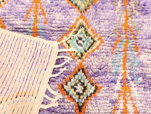 Purple Handmade Berber Rug, Floral Moroccan Custom Carpet