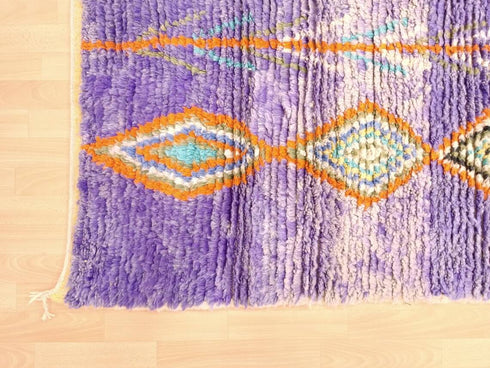 Purple Handmade Berber Rug, Floral Moroccan Custom Carpet