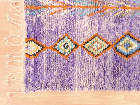 Purple Handmade Berber Rug, Floral Moroccan Custom Carpet
