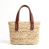 Handmade Raffia Tote Bag with Leather Handles