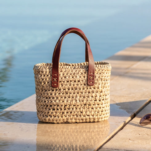 Handmade Raffia Tote Bag with Leather Handles 6