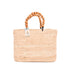Moroccan Raffia Handbag | Small Summer Tote with Wooden Bead Handles
