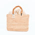 Moroccan Raffia Handbag | Small Summer Tote with Wooden Bead Handles