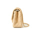 Small Quilted Jute Classic Shoulder Bag Natural Woven Flap Handbag With Gold Chain