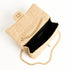 Small Quilted Jute Classic Shoulder Bag Natural Woven Flap Handbag With Gold Chain