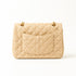 Small Quilted Jute Classic Shoulder Bag Natural Woven Flap Handbag With Gold Chain