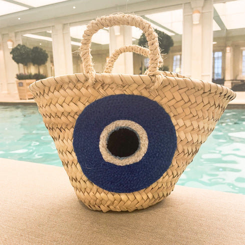 Straw Evil Eye Small Bag - Handcrafted Evil Eye Straw Bag